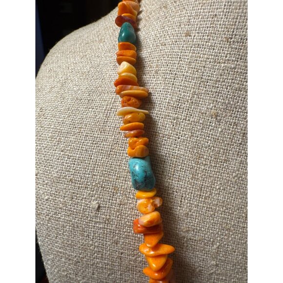 Jay King Sterling Silver Spiny Oyster Turquoise Nugget Necklace Southwestern - Picture 2 of 9